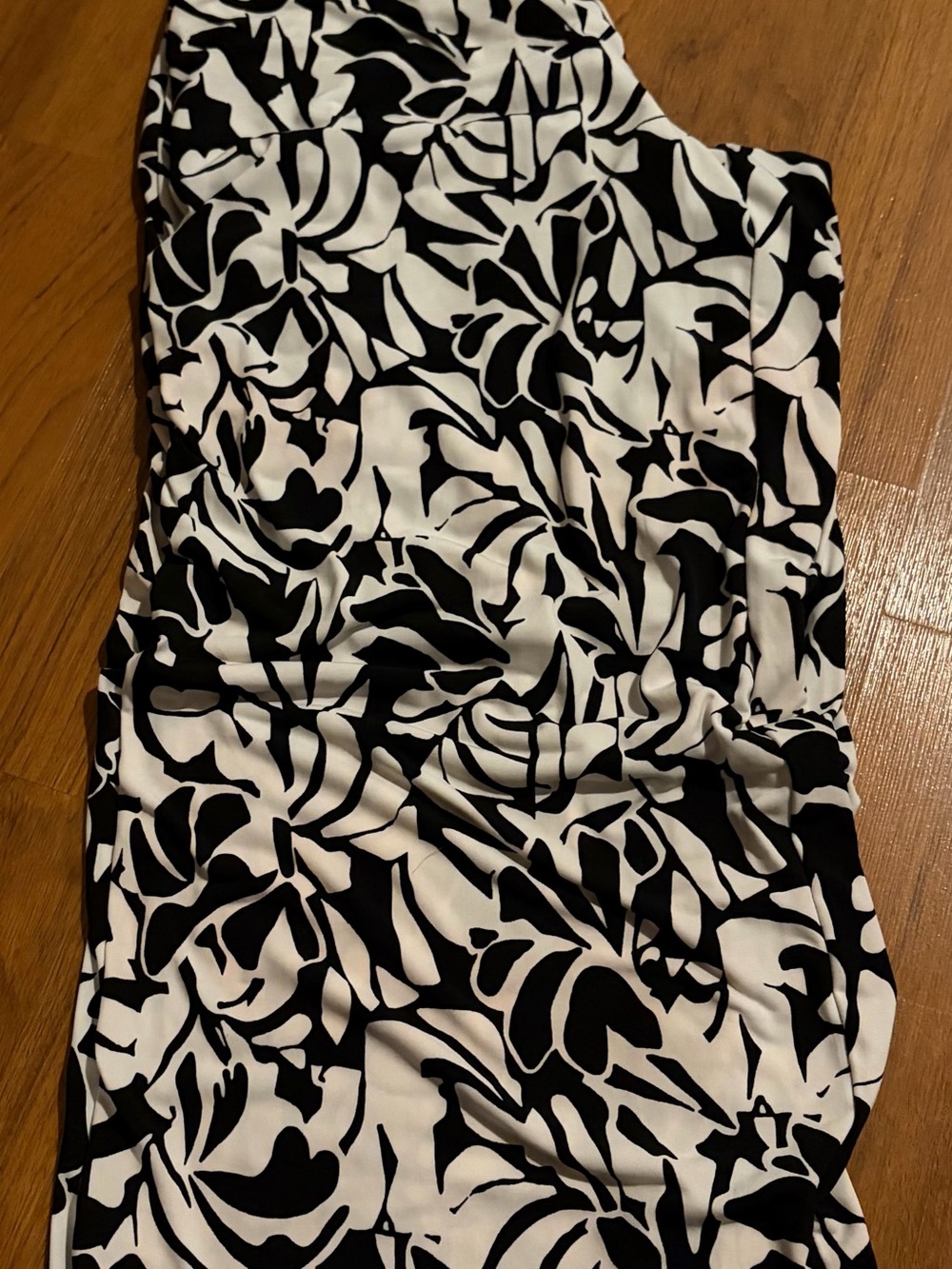 Black & White Wide Leg Pants - Bold Floral Print
